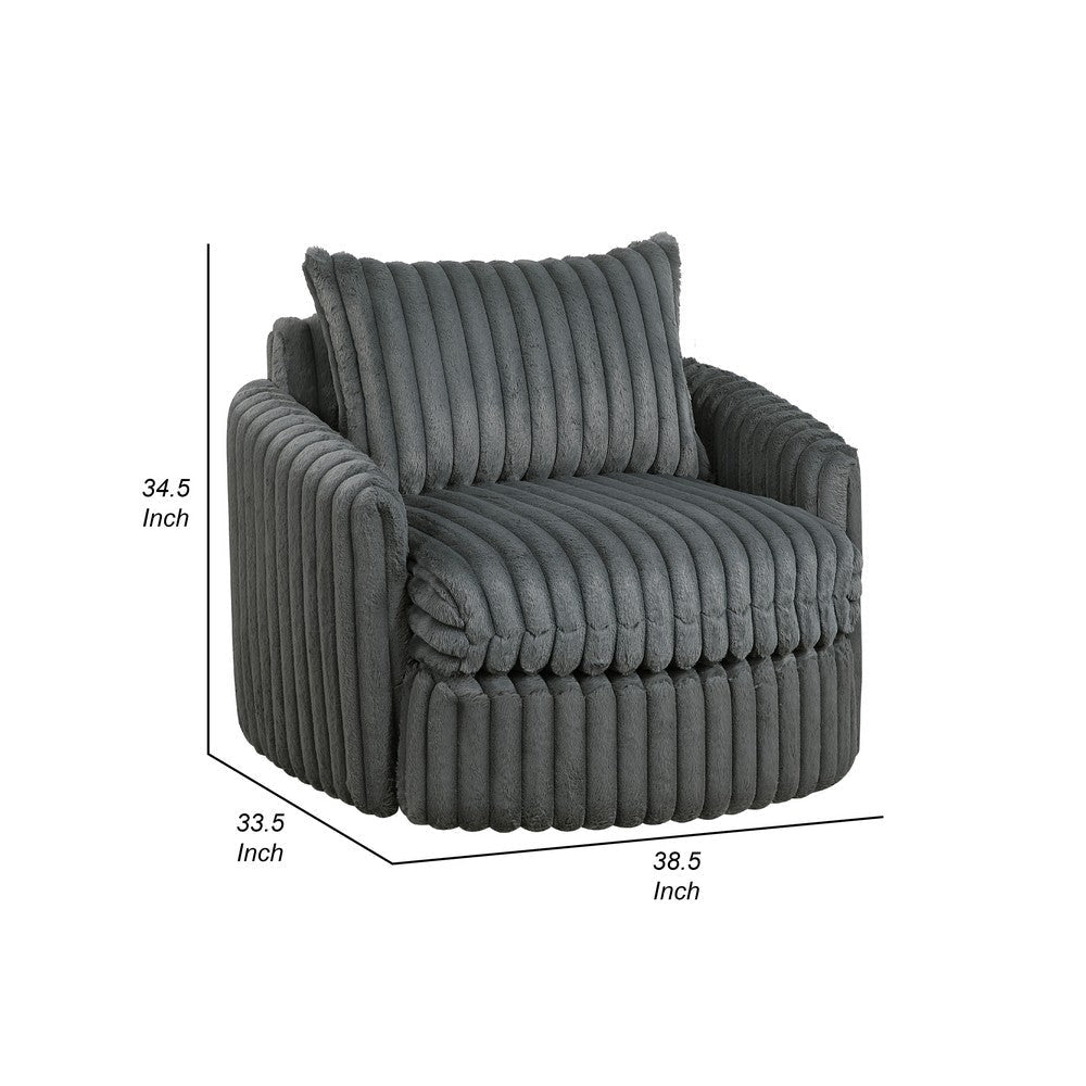 Goro Round Swivel Accent Chair | 39’’ | Gray Corduroy | Solid Wood BM336302