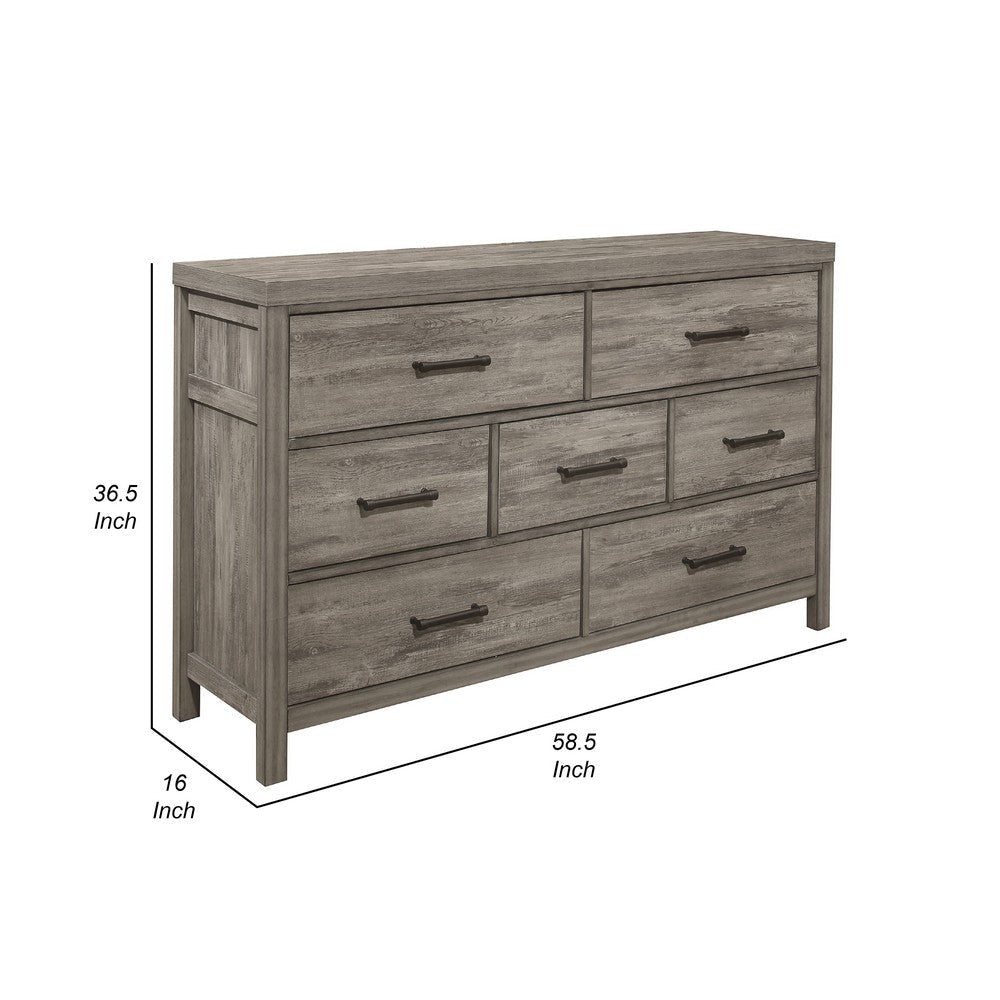 Rie 59’’ Dresser | 7 Drawers | Weathered Gray Melamine Laminate BM336310