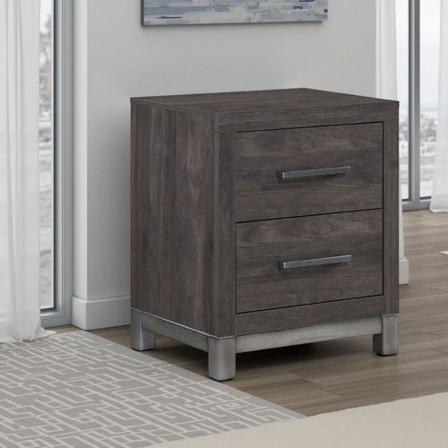 Deena 2 Drawer Nightstand | 25" | Brown Gray Melamine Veneer
