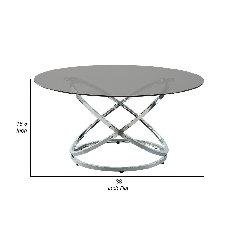 Marlyn 3pc Coffee End Table Set | Black Round Tempered Glass | Chrome BM336359