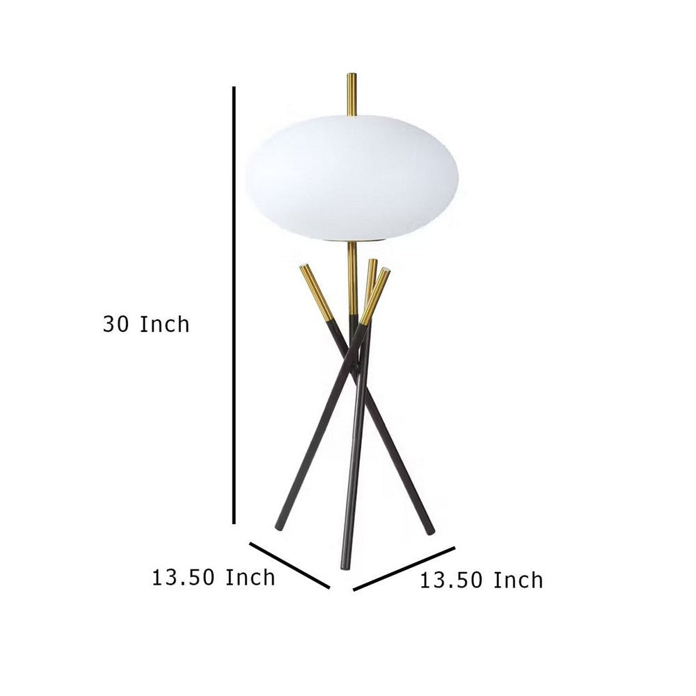Azy Table Lamp | Frosted White Shade | Tripod Base | Black Gold | 30’’ BM336400