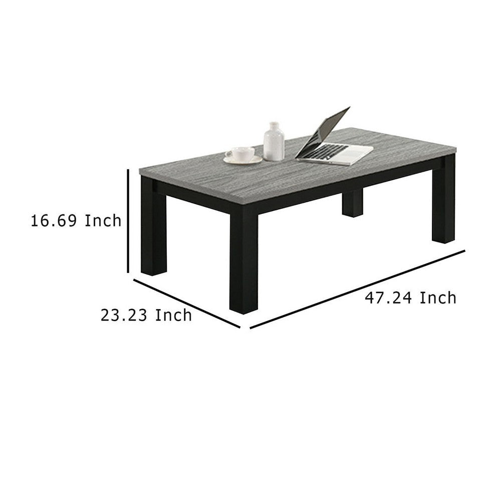 Tex 3pc Coffee and Side End Table Set | Gray Top | Black Wood Legs BM336413