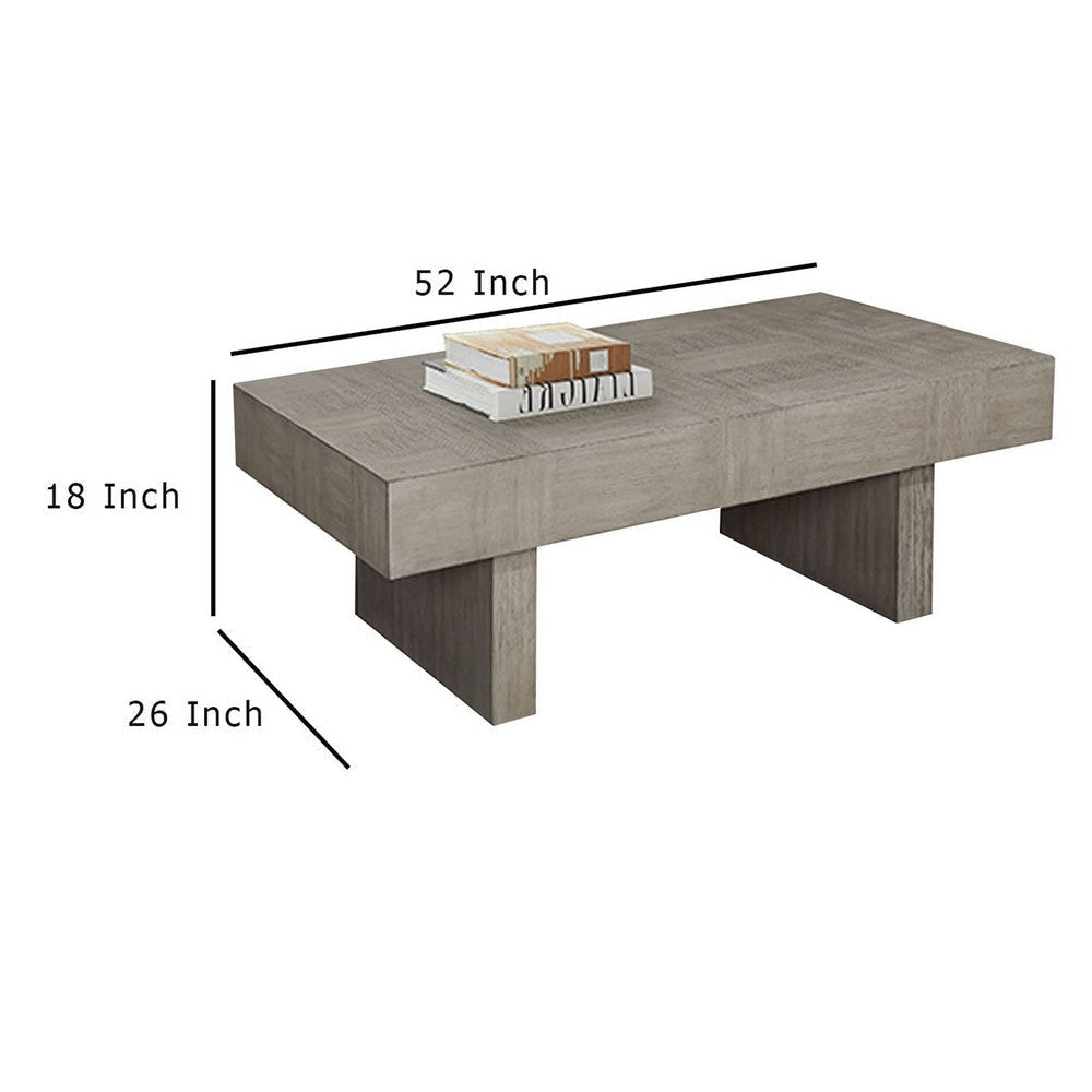 Lezy Coffee Table | 52’’ | Gray Oak Wood Top | Double Pedestal Base BM336417