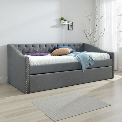 Rely Daybed with Pull Out Trundle | Modern Gray Tufted Upholstery