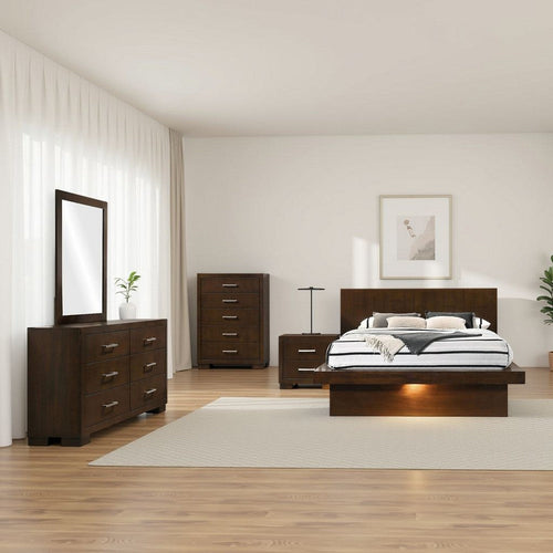 Bela 5 Piece Queen Bedroom Set | LED Underlight | Dark Brown Wood