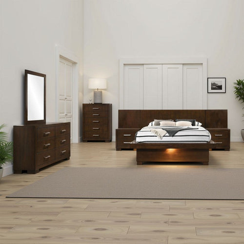 Bela 6 Piece Wall Panel Queen Bedroom Set | LED Underlight Dark Brown