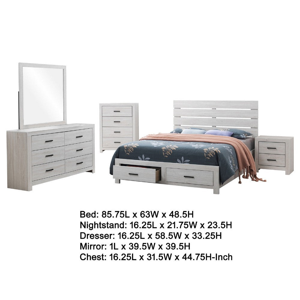Sili 5pc Queen Storage Bedroom Set | Coastal White and Bronze