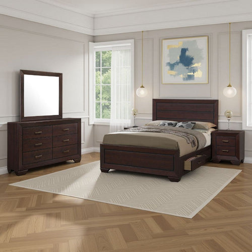 Bello 4pc Queen Size Bedroom Set | Underbed Drawers | Dark Cocoa Brown