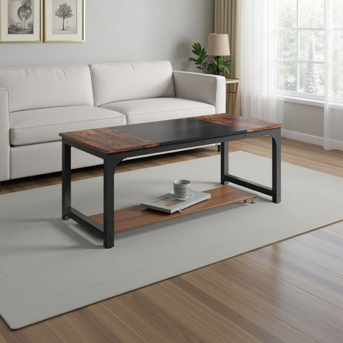 Office Conference Table | 63" Brown Rectangular Top | Black Metal