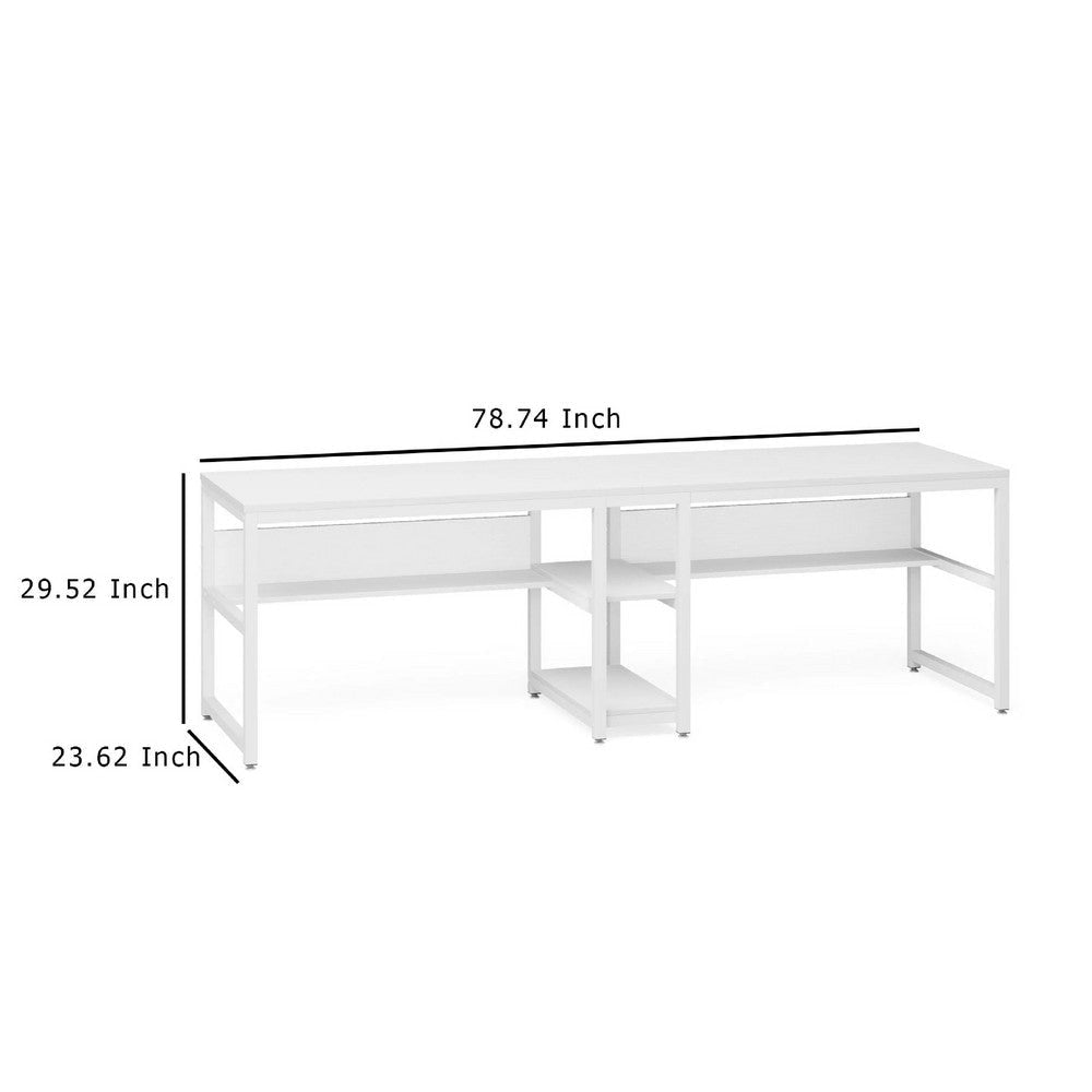 Gizy Double Computer Desk | 79’’ | Open Shelves | White Metal Legs BM336949