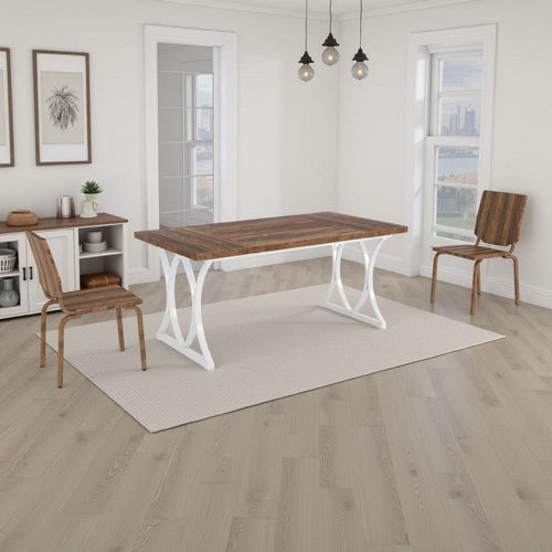 Modern Dining Table | 63" Rectangular | Brown White Metal Legs