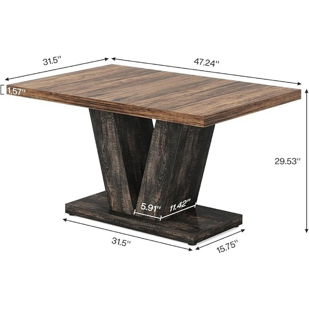 Farmhouse Dining Table with V Pedestal Base | 47’’ Oak Brown Top BM336966