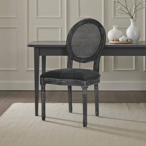 Ravin French Country Style Dining Chairs Set of 2 | Cane | Black