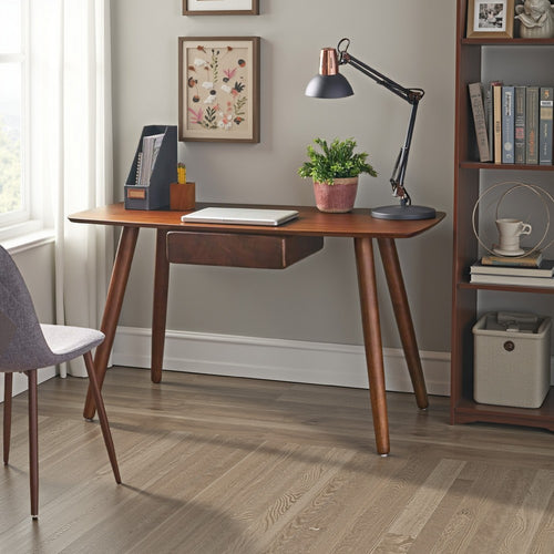 Raven Study Table with 1 Drawer | Splayed Legs | Walnut Brown 53"