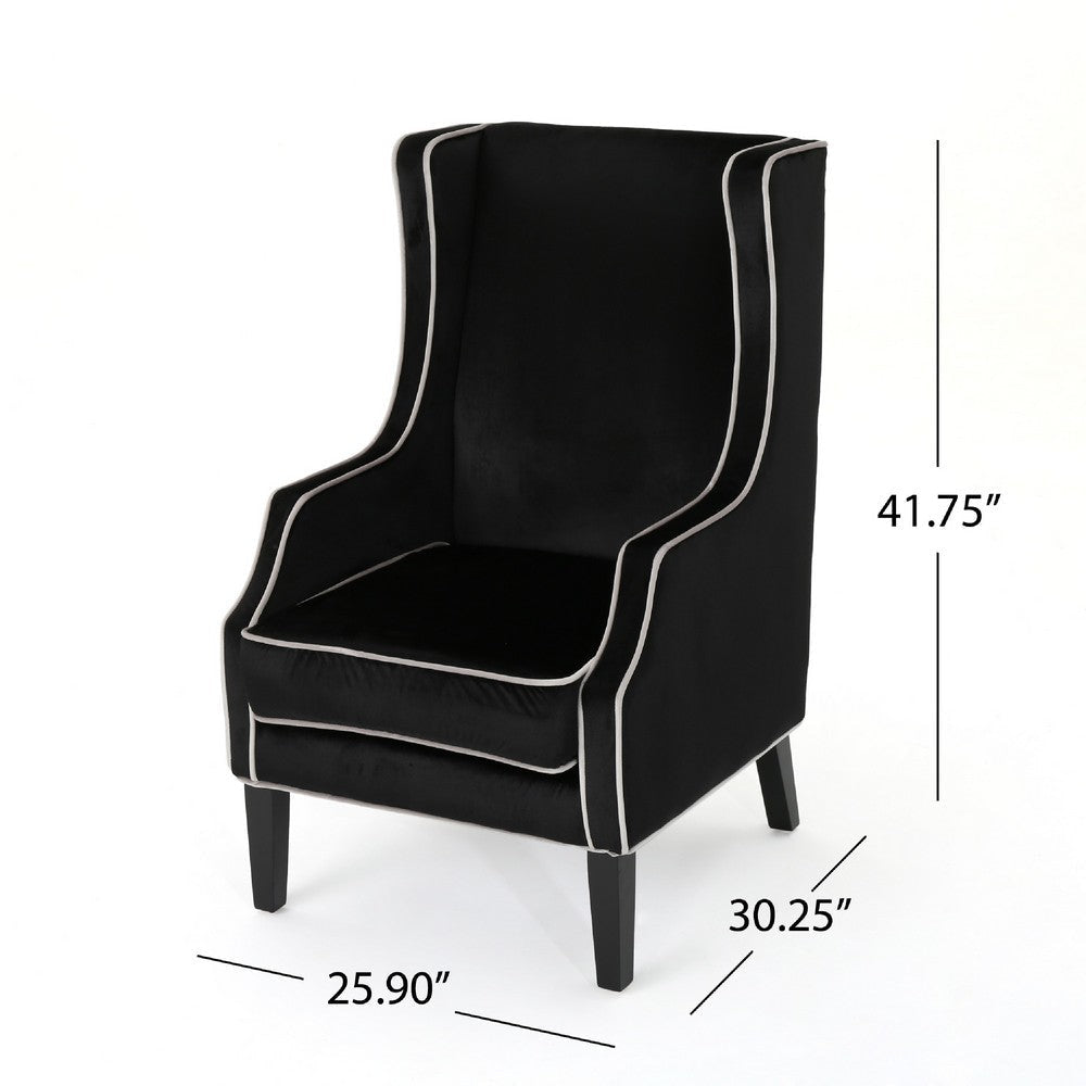 Vendy Accent Club Armchair | High Backrest | Rubberwood | Black Velvet BM337029