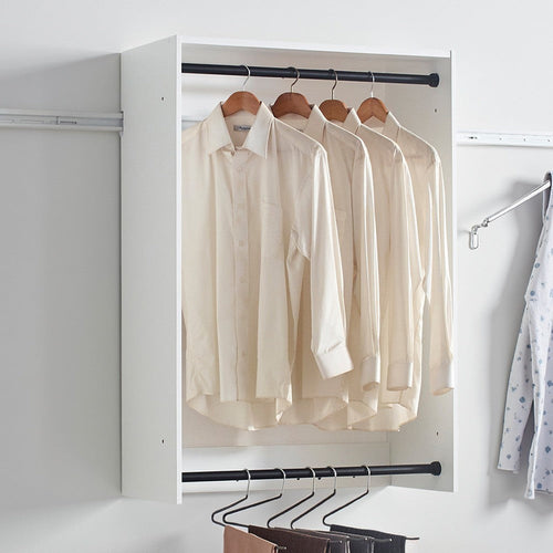 Vedz Wall Mounted Walk in Closet | 2 Hanging Rods | White Melamine