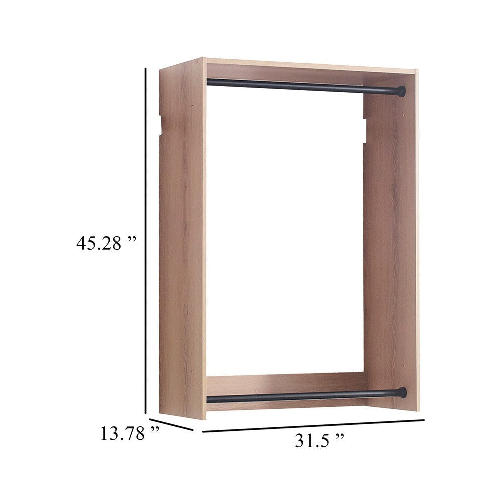 Vedz Wall Mounted Walk in Closet | 2 Hanging Rods | Oak Brown Melamine