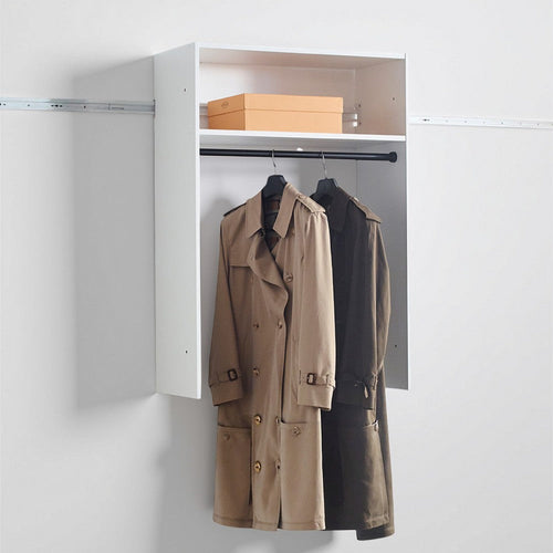 Vedz Wall Mount Walk in Closet | 1 Shelf | Hanging Rod | White