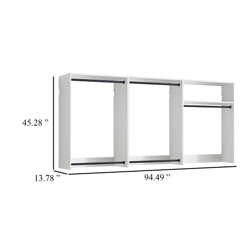 Vedz Wall Mount Closet Set | 1 Side Shelf 5 Hanging Rods | White