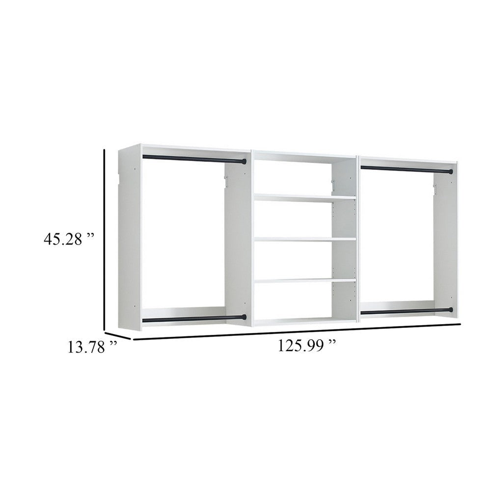 Vedz Walk in Closet w 2 Drawers | 4 Shelves w Hanging Rods | White