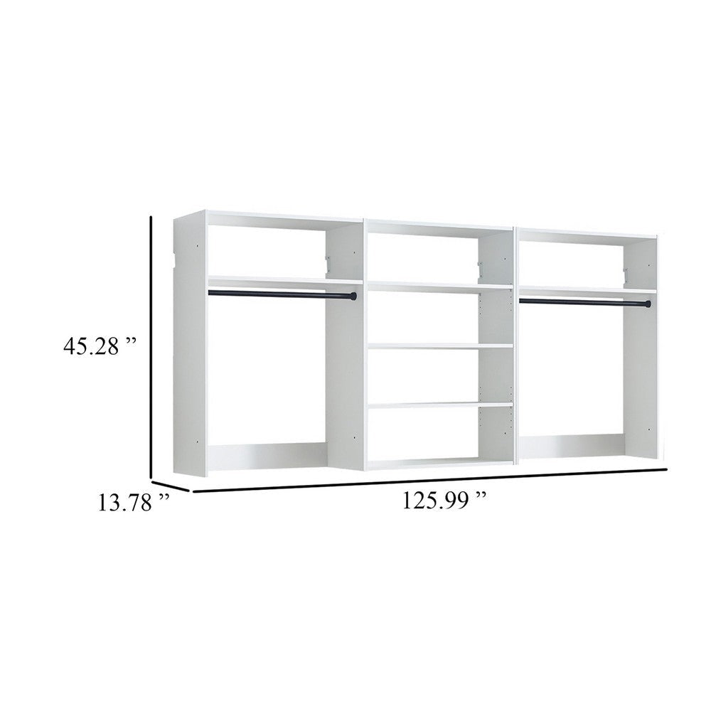 Vedz Walk in Closet w 2 Drawers | 6 Shelves | 2 Hanging Rods | White
