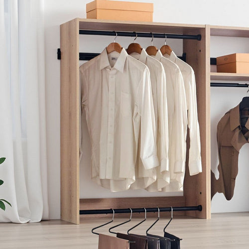 Vedz Walk in Closet w 2 Drawers | 5 Shelves | 3 Hanging Rods | Brown