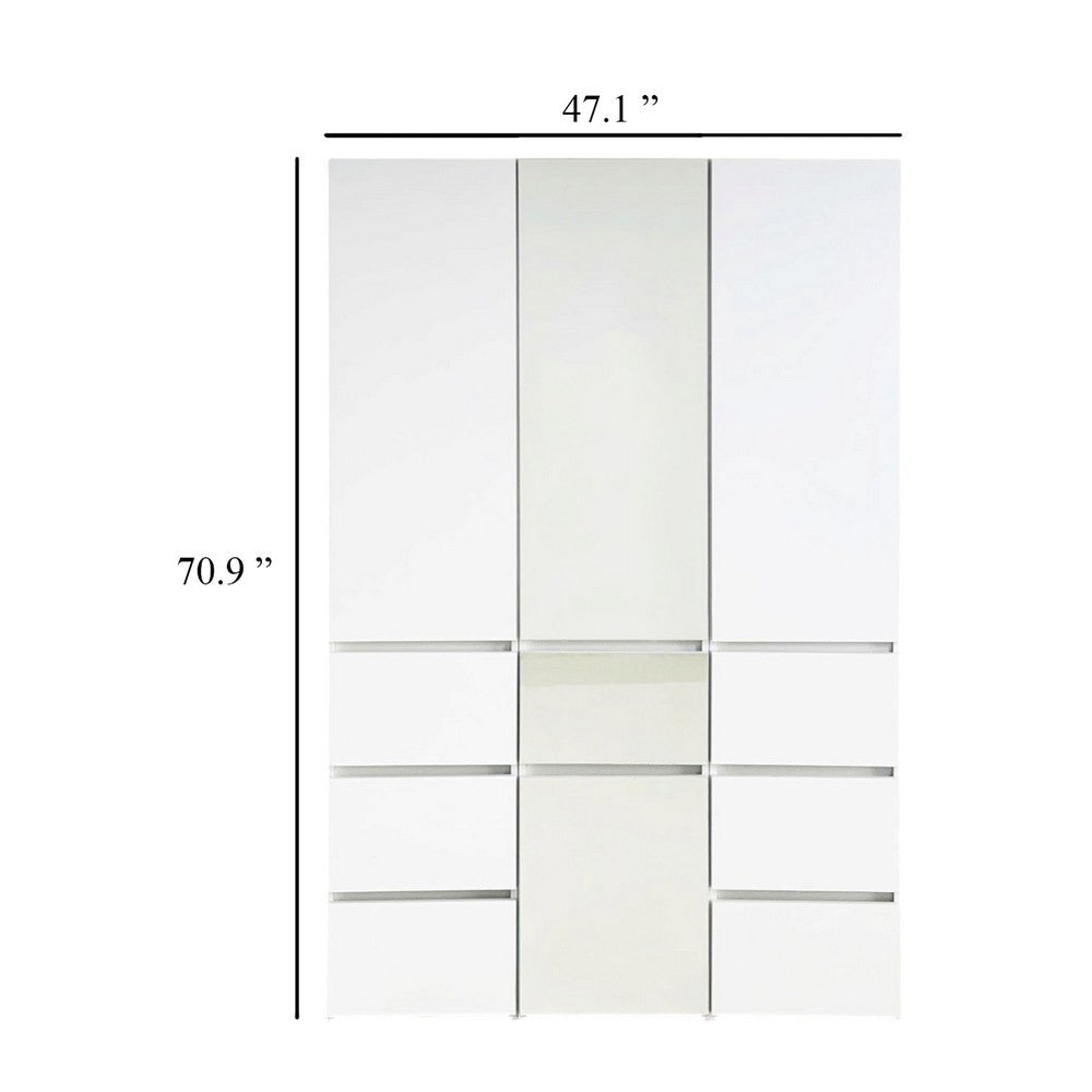 Ely Closet Cabinet Set | Center Mirror Front | 7 Drawers | 71’’ | White BM337106
