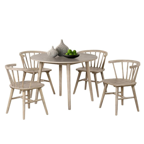 Yely 5pc Dining Table & 4 Windsor Chairs Set | Natural Oak Brown