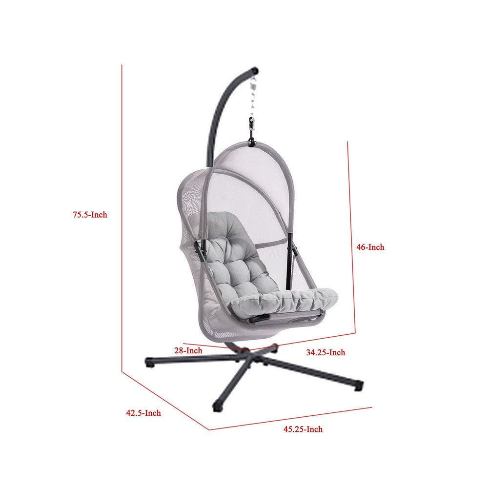 Bery Outdoor Swing Chair w Foldable St& | Light Gray Cushion