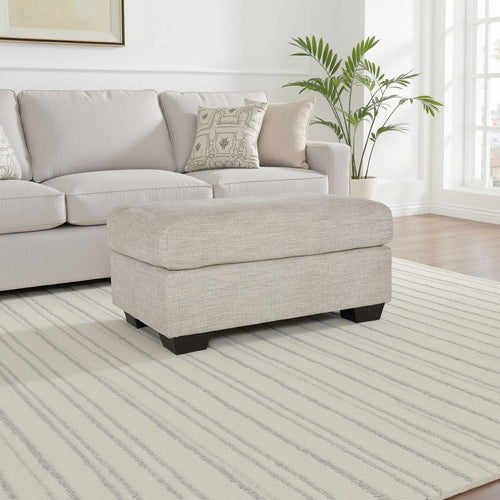 Roy Accent Ottoman | 40" Rectangular | Soft Light Gray Polyester Seat