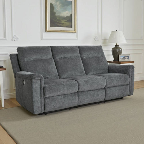 Jinu Power Recliner Sofa | 86" | Dark Gray Polyester Micro Chenille