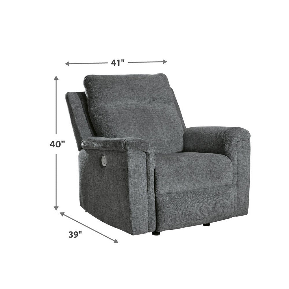 Jinu Power Recliner Chair | Gray Polyester and Soft Micro Chenille BM337278