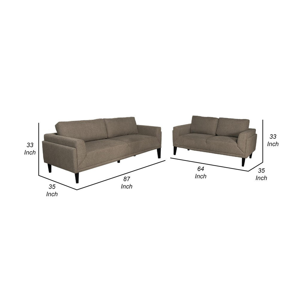 Fiza 2pc Living Room Sofa Set | Track Arms | Mitred Accents | Brown BM337793