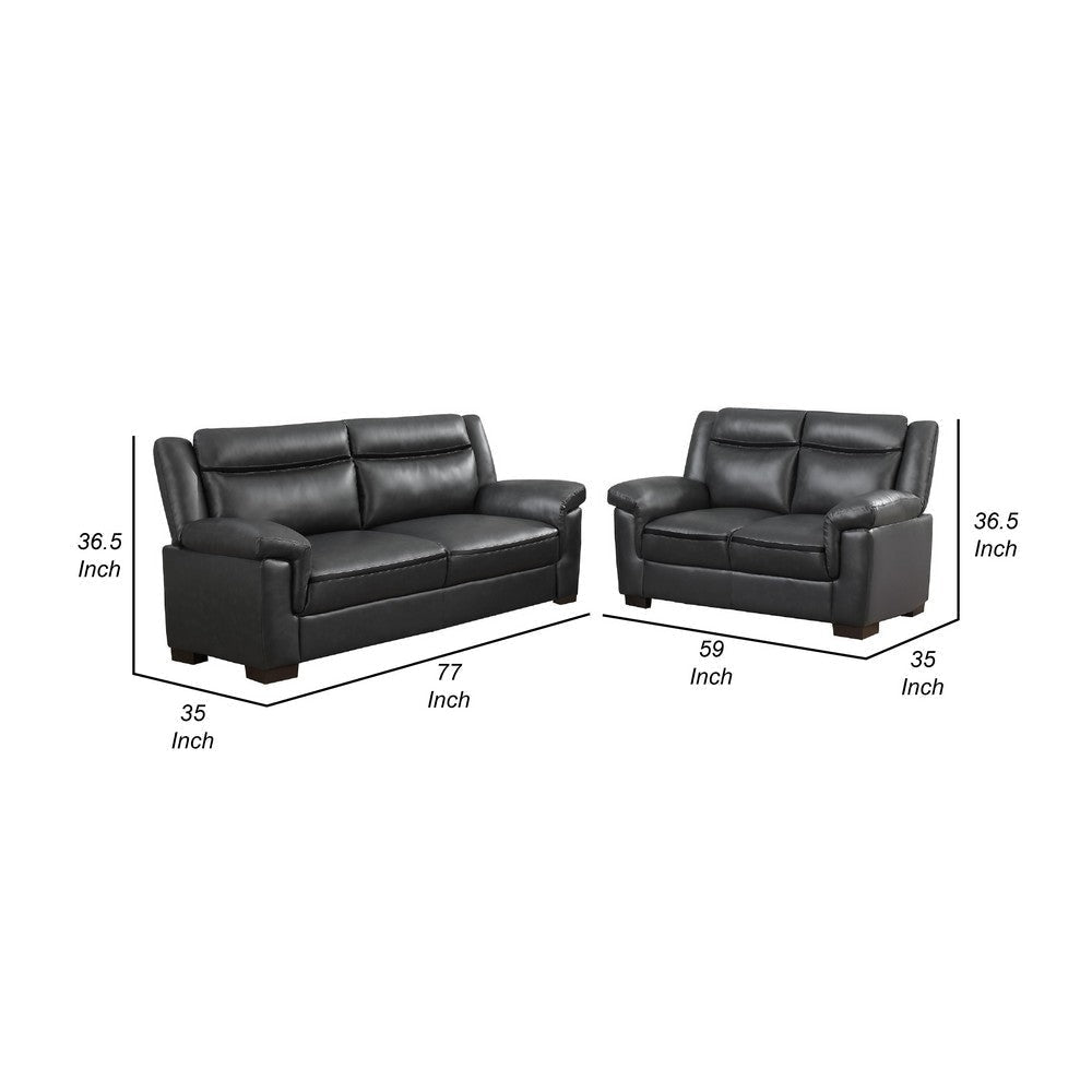 Araba 2 Piece Sofa & Loveseat Set | Gray | Faux Leather BM337817