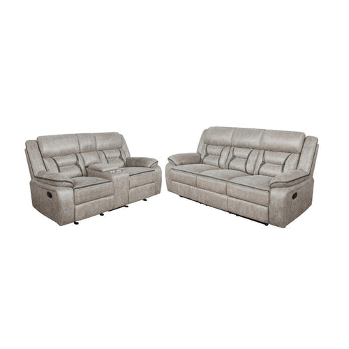 Garie 2pc Manual Reclining Sofa & Loveseat Set | Taupe Faux Leather