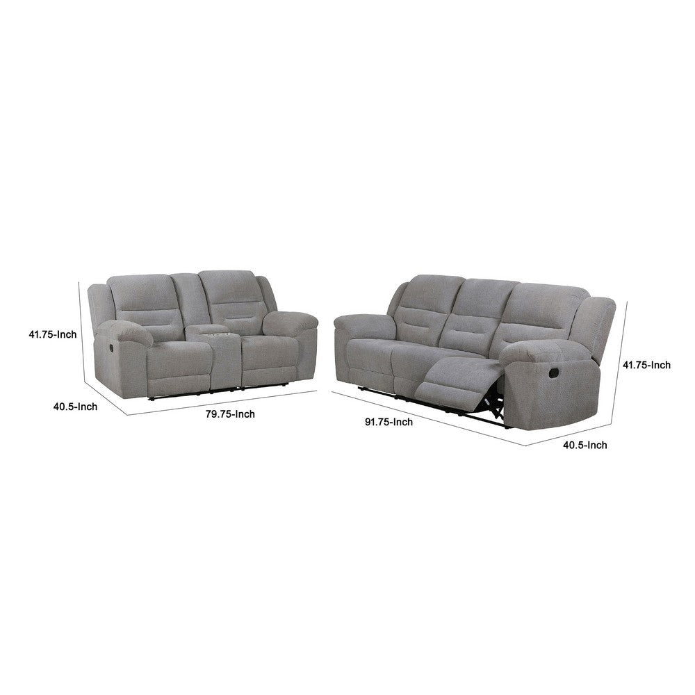 Gilo 2pc Manual Recliner Sofa & Loveseat Set | Soft Gray Chenille BM337848