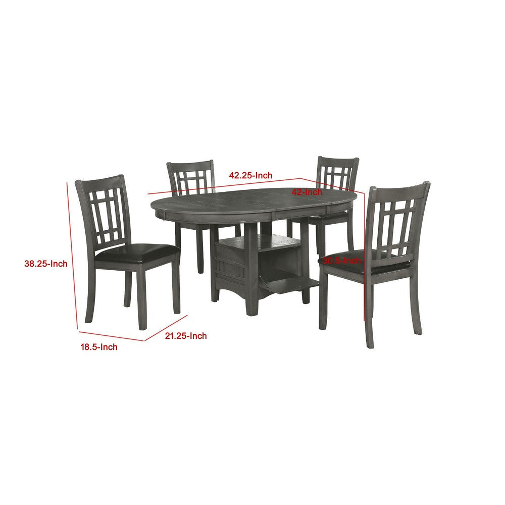 Lessa 5 Piece Dining Set | Gray | 4 Padded Chairs | Expandable Leaf BM337891