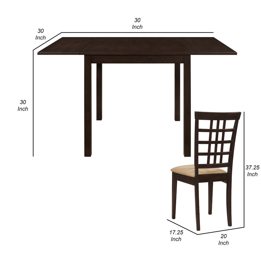 Elso Dining Set | Table w Drop Leaf | Brown | 3 Lattice Style Chair BM337894