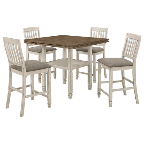 Soti Counter Height Dining Table and 4 Chairs | White | Extendable Top