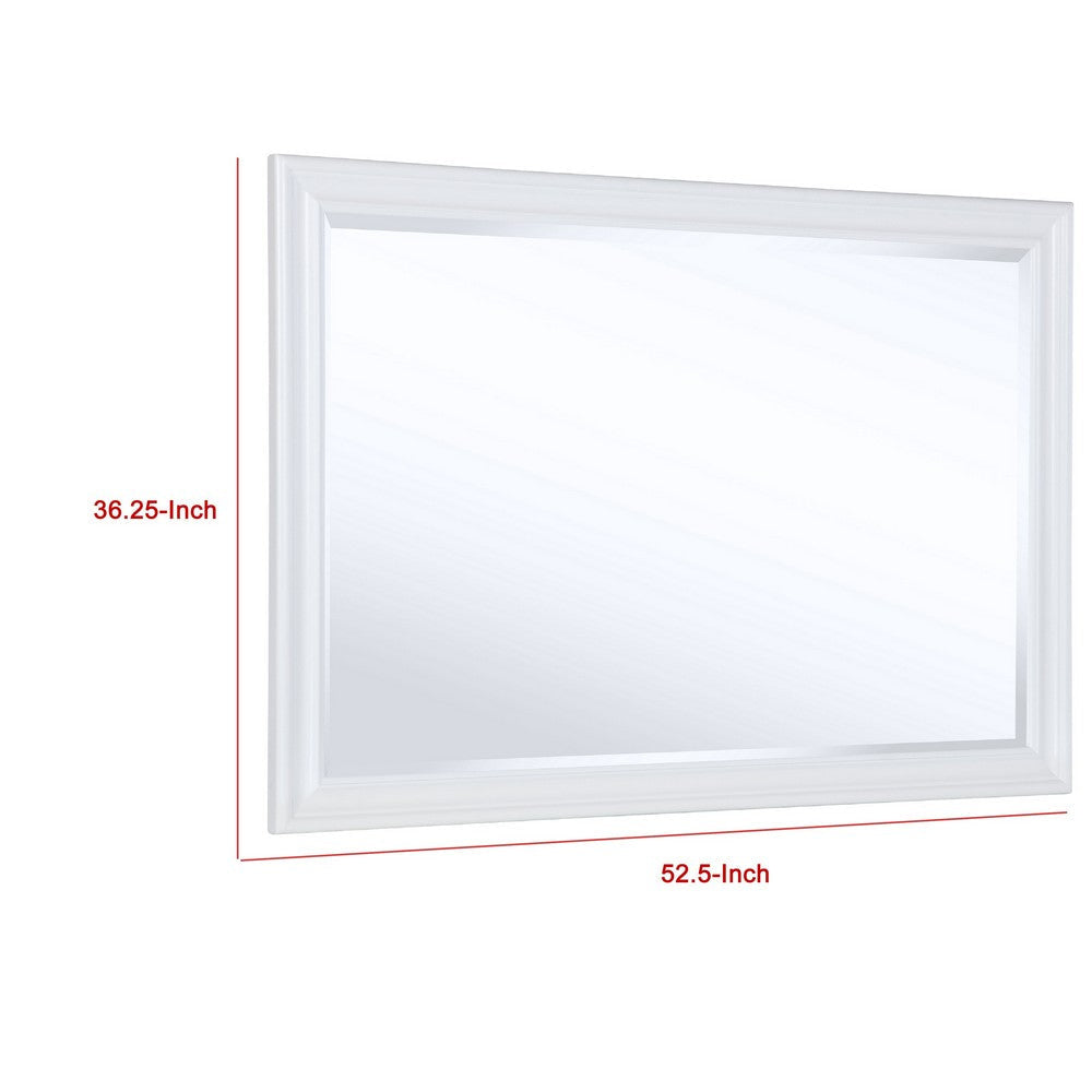 Heo Dresser Mirror | Landscape White Wood Frame | Beveled Glass | 36’’ BM337941