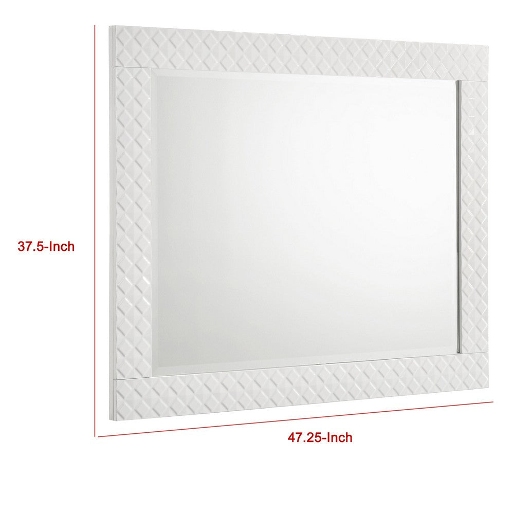 Ivon Dresser Mirror | White High Gloss Finish | Rectangular 37’’ BM337950