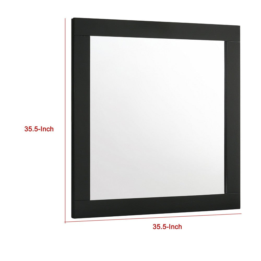 Caer Dresser Mirror | Rectangular Classic Black Asian Hardwood 35’’ BM337956