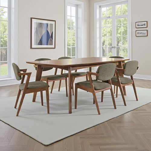 Lery 7pc Dining Table & 6 Chair Set | Gray & Walnut Brown