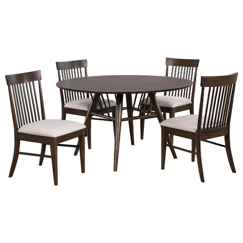 Eve 5pc Dining Table & 4 Chair Set | Spindle Back | Walnut Brown