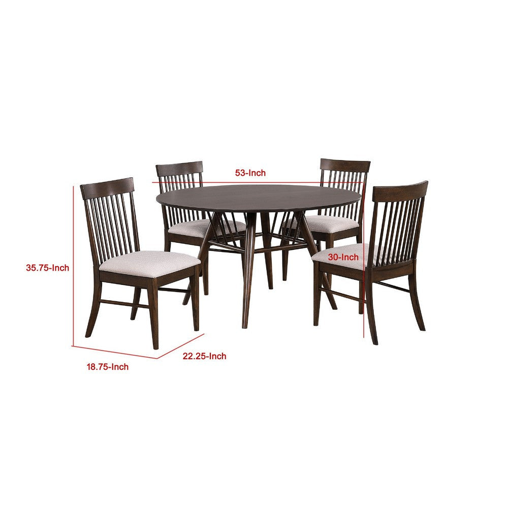 Eve 5pc Dining Table & 4 Chair Set | Spindle Back | Walnut Brown BM337965