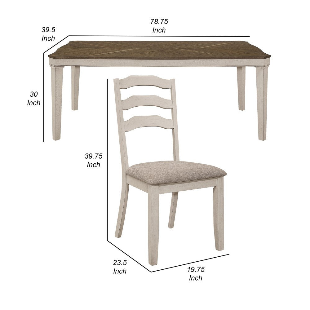 Rina 5pc Dining Table Set | Dark Brown Wood | 4 Khaki Polyester Chairs BM337978