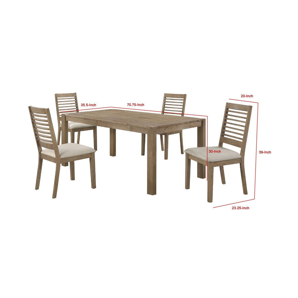 Scott 5pc Dining Table and 4 Ladderback Chairs | Brushed Brown BM338028