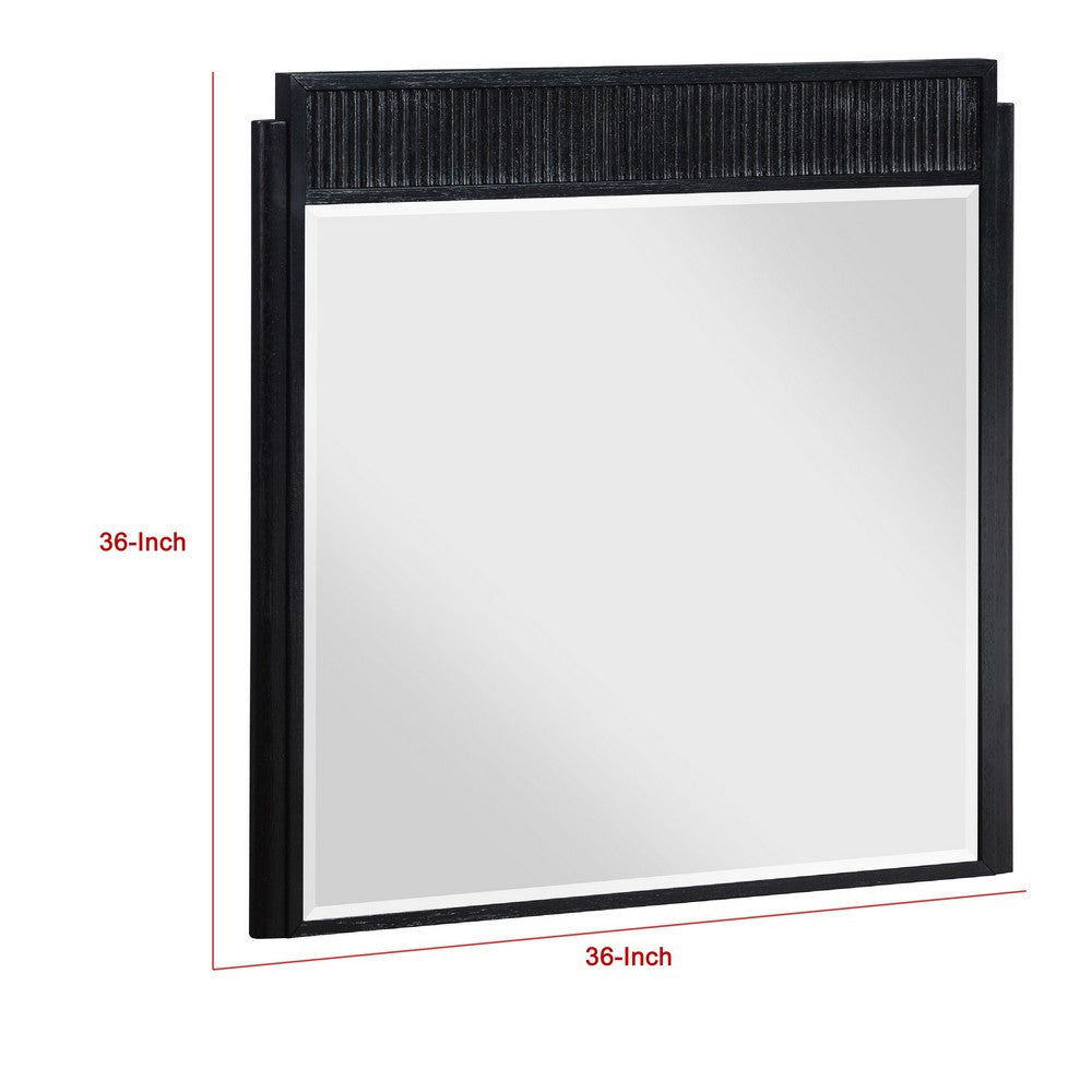Jack Dresser Mirror Black Wood Molded Frame Design Square 36’’ BM338035