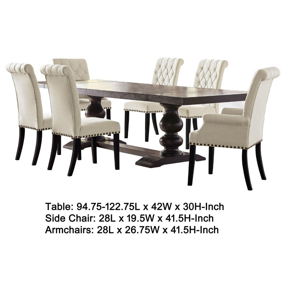 Phelly 7pc Dining Set | 95-123’’ Extendable Table | Beige Black BM338070