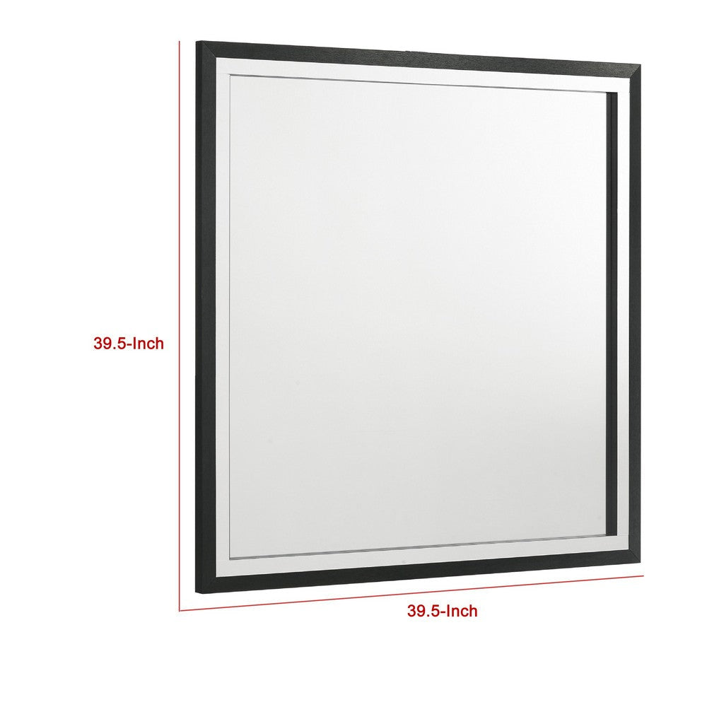 Jenny Square Dresser Mirror | Polished Chrome Trim | Black Melamine BM338143